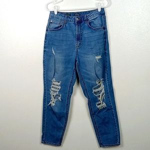 Wild Fable Mom Jeans Women's 8 Highest Rise Distressed Ripped 30x27 Denim